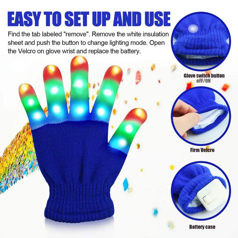 Светящиеся перчатки 1 шт. со светодиодсветильник кой для Хэллоуина игрушки детей