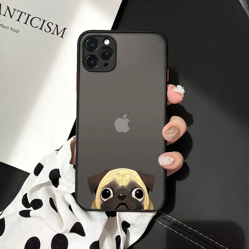 

Pug Dog French Bulldog luxury Phone Cases funda matte transparent For iphone 7 8 11 12 plus mini x xs xr pro max cover