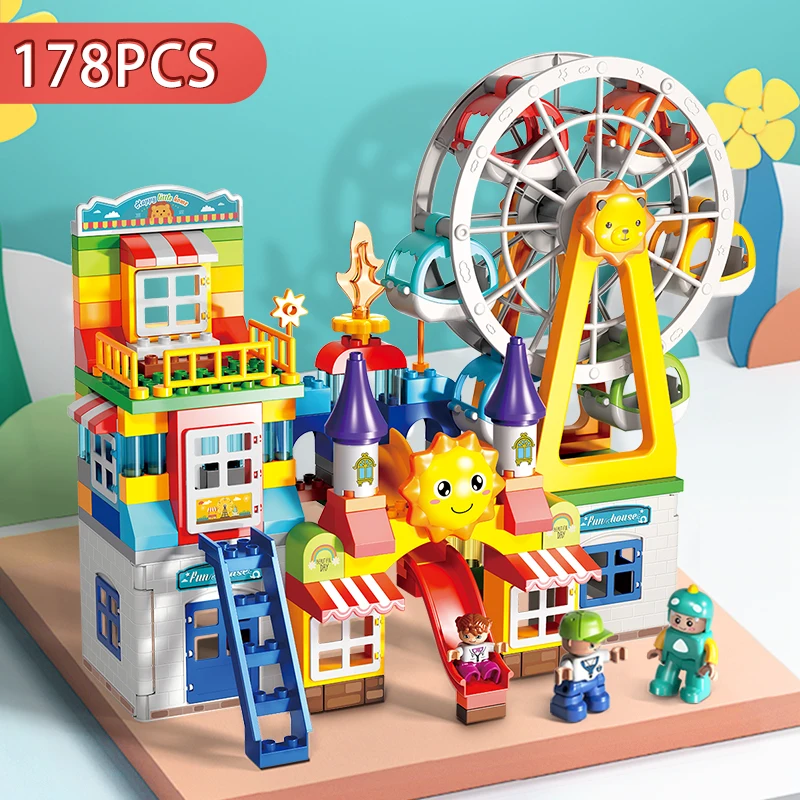 447 шт. большие частицы блоки город колесо обозрения замок Строительные DIY