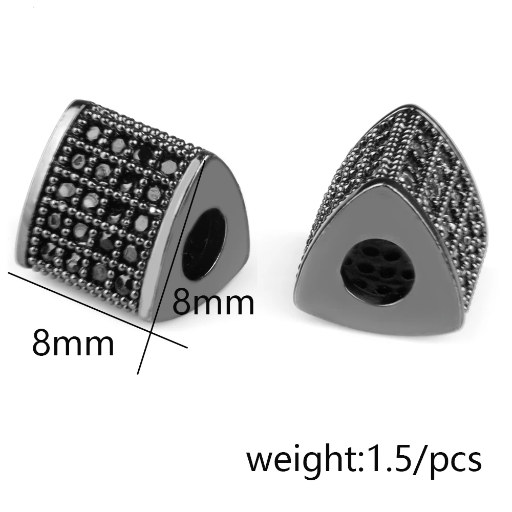 

7*7mm 3pcs/lot Copper Geometric Polyhedron CZ Beads for Bracelets Jewelry Making Men Women Charms Spacer Beads DIY Accessories