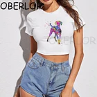 Женская Винтажная футболка в стиле хип-хоп, венгерский укороченный топ акварельной расцветки, уличная одежда в стиле Харадзюку, собака Vizsla