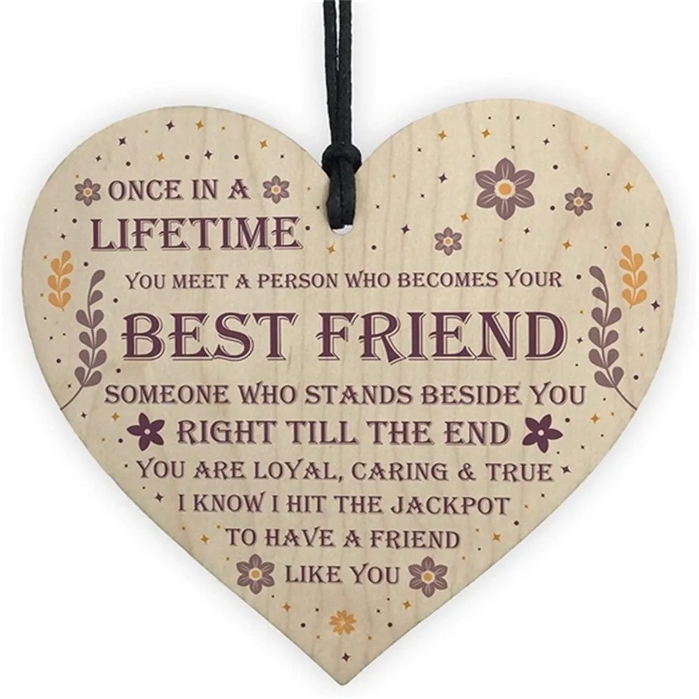 

Wooden heart shaped friendship plaque sign crafts ornament pendant， birthday/ christmas/ thanksgiving /easter gift to friend