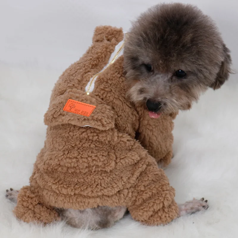 

New Dog Cotton Clothes Four-legged Velvet Dog Coat Bichon Pomeranian Small Dog Pet Warm Clothes Winter Jumpsuit for Dogs