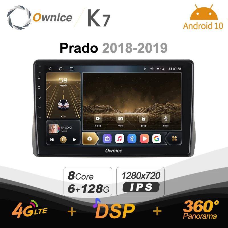 Автомагнитола Ownice K7 Android 10 0 6 ГБ + 128 Гб мультимедийная для Toyota Prado 2018 2019 блок радио