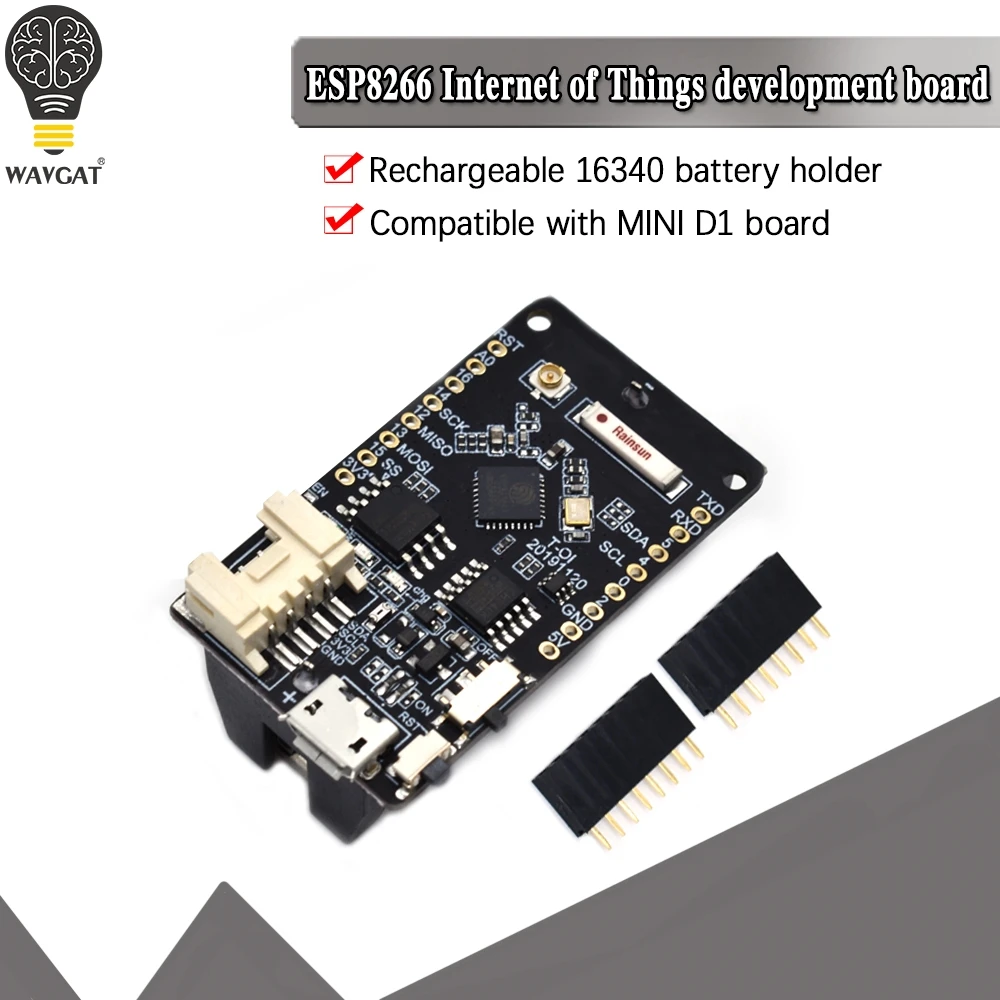TTGO T OI ESP8266 чип перезаряжаемый 16340 держатель батареи совместим с мини D1 макетной