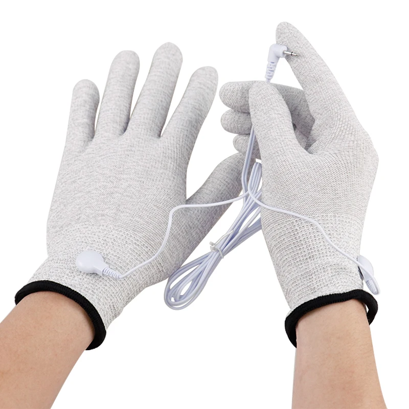 1 пара волшебных токопроводящих электродных массажных перчаток с кабелем для
