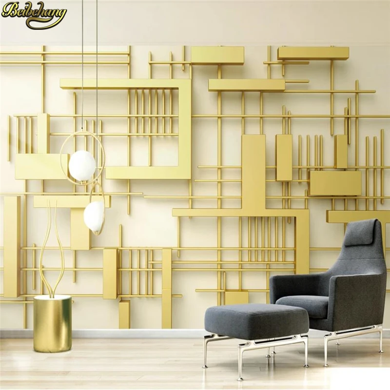 

beibehang Custom wallpaper mural 3d three-dimensional retro rose gold square cloth pattern mosaic TV background wall 3d wallpape