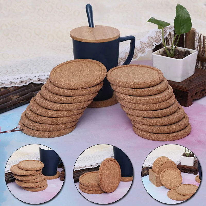 

2Pcs Round Cork Coasters Set Coffee Cup Mat Drink Tea Pad Placemats Heat Insulation Pot Holder Mats For Table Mats Decoration