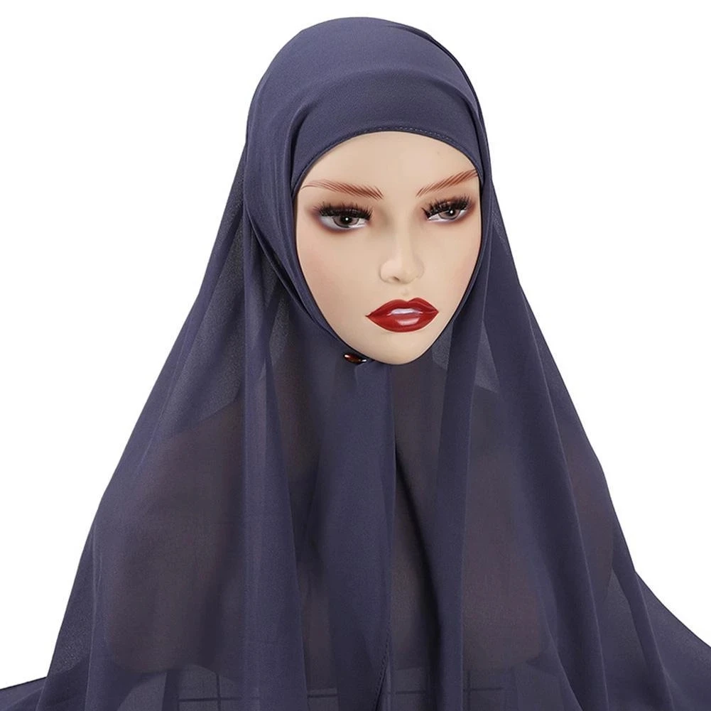 Мусульманский шифоновый шарф для женщин модная Фата мгновенный хиджаб платок