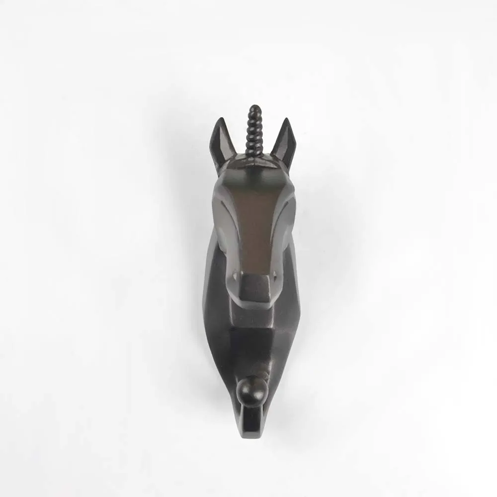black Unicorn 1 шт., олень, слон, единорог, носорог, голова животного, полимерный крючок, витрина для одежды, крючок для стоек, пальто, вешалка, кепка, декор комнаты, шоу, настенная сумка - Цвет: black Unicorn