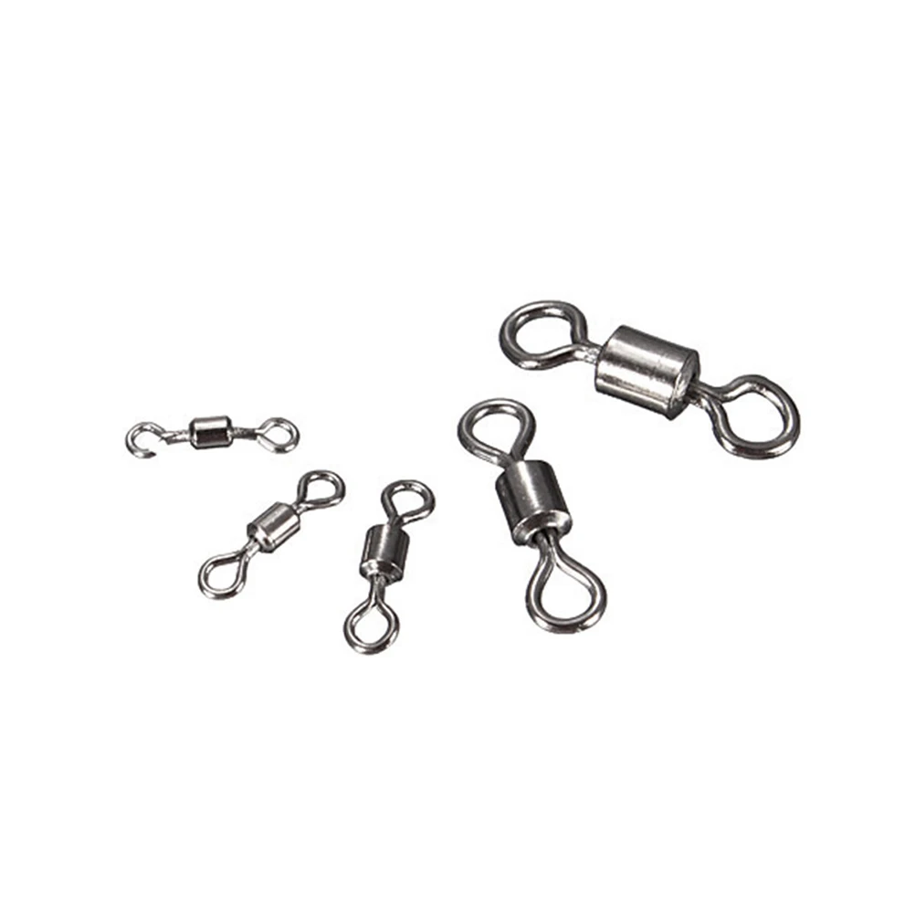 

100Pcs Ball Bearing Swivel Solid Rings Fish Connector Round 8 Shape Eye Rolling Swivels Rig Sea Carp Fishing Tool 4/6/8/10/12