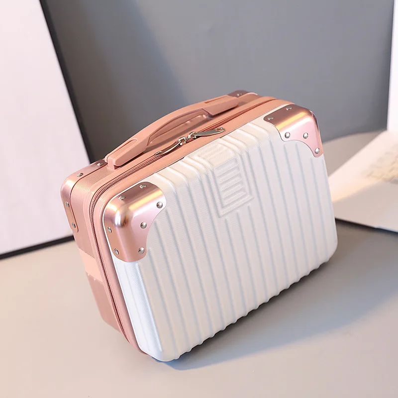 

Women Portable Cosmetic Suitcase Girls 14-Inch Luggage Make Up Storage Box Korean Cosmetic Travel Case Waterproof Bathroom Bag