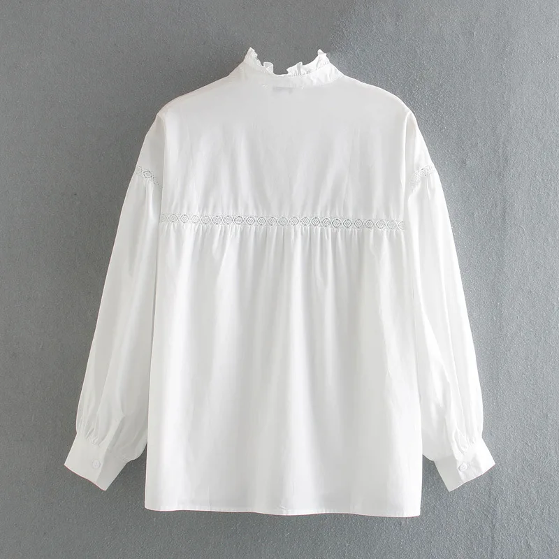 

TEELYNN Plus Size Women Shirt Blouse Casual White Lace Cotton Lantern Long Sleeve Bohemian Solid Loose camisas mujer Tops 2021