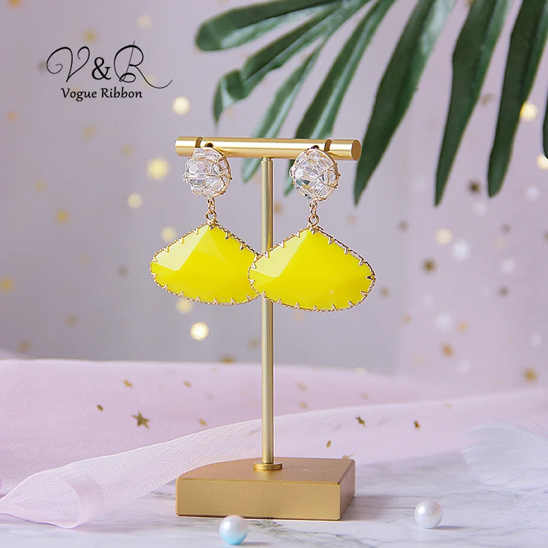 Серьги-Подвески ручной вязки стеклянные серьги-гвоздики с цветными полимерными