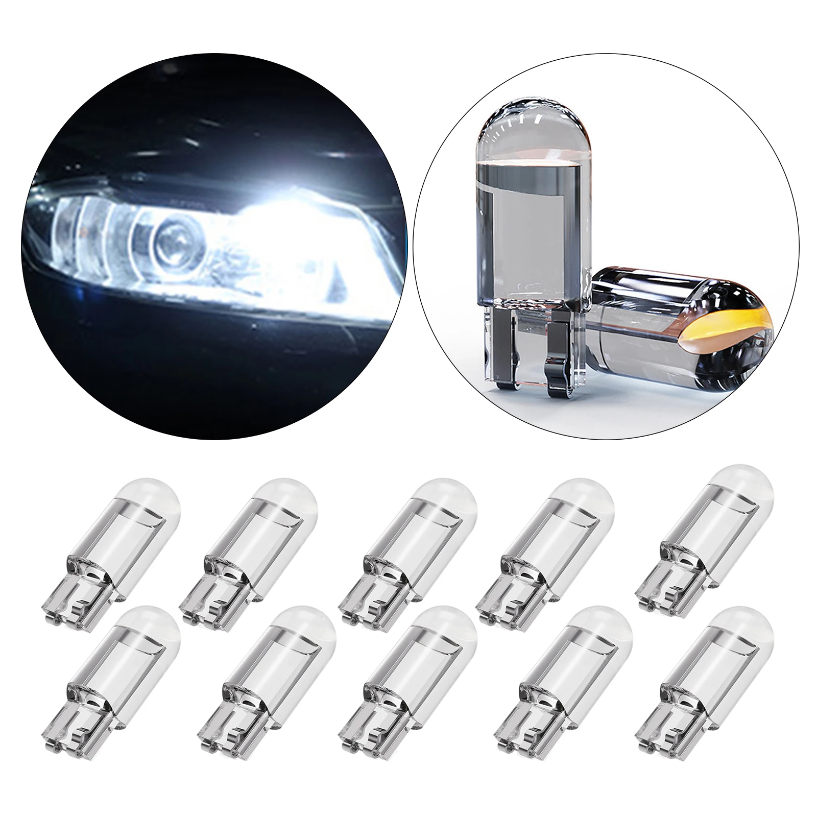 

10PCS High Brightness T10 COB LED Car Interior Light Replacement LED Wedge Light Bulb Dome Light Indicator Light Reading Light