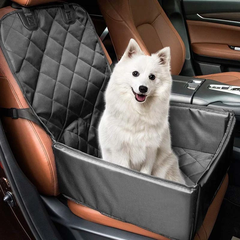 

2-in-1 Pet Car Seat Cover Booster Protector Waterproof Puppy Bed with Flaps for Cover & Belt for Safety Pet Outdoor