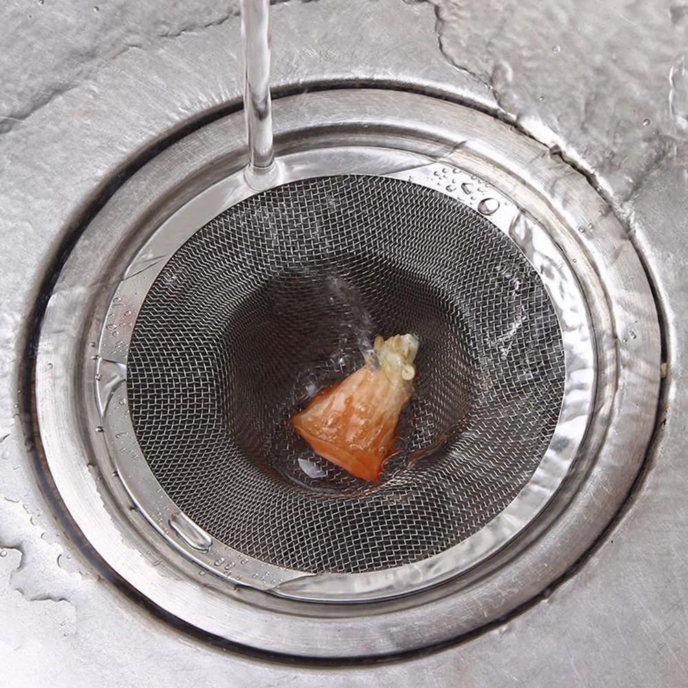 

Kitchen Drain Tool Filter Hair Catcher Round Net Sink Strainer Easy Clean Effective Bathroom Fine Mesh Stainless Steel Practical