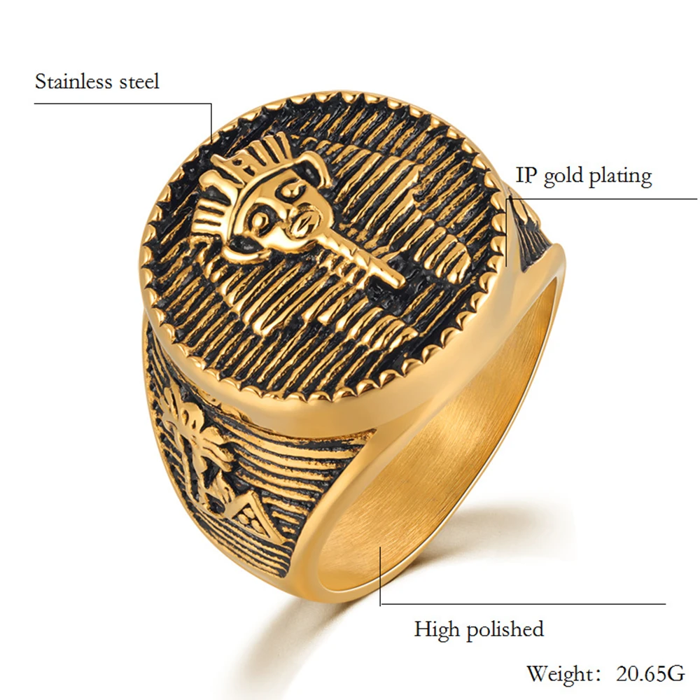 Кольцо из нержавеющей стали египетского стандарта Золотое кольцо в виде