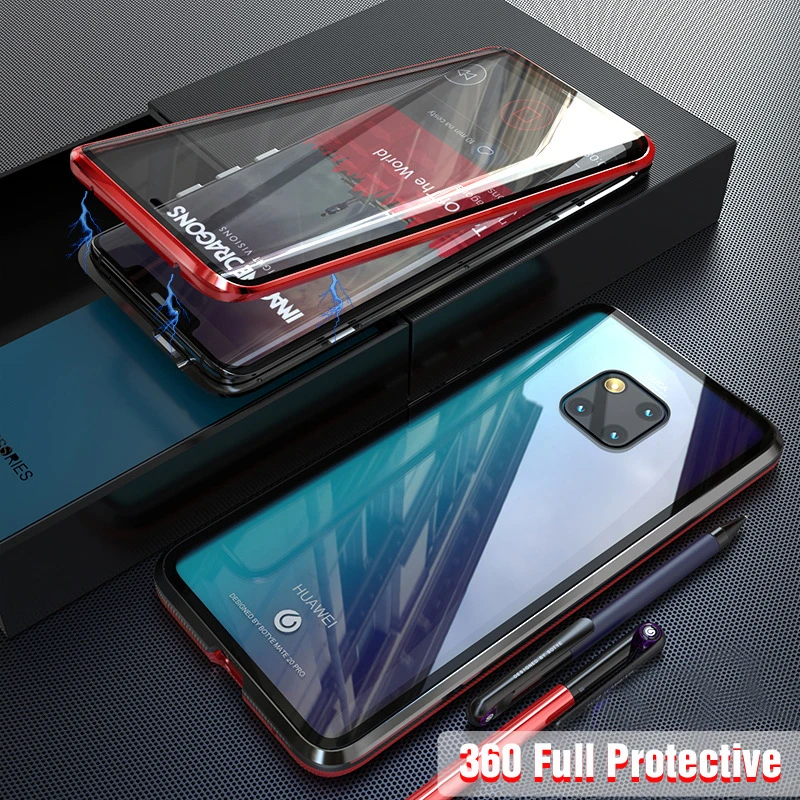 360 Полный Магнитный чехол для huawei P30 Pro P20 mate 20 металлический бампер 12D Передняя сенсорная пленка закаленное стекло крышка huawei P30 Pro Чехол