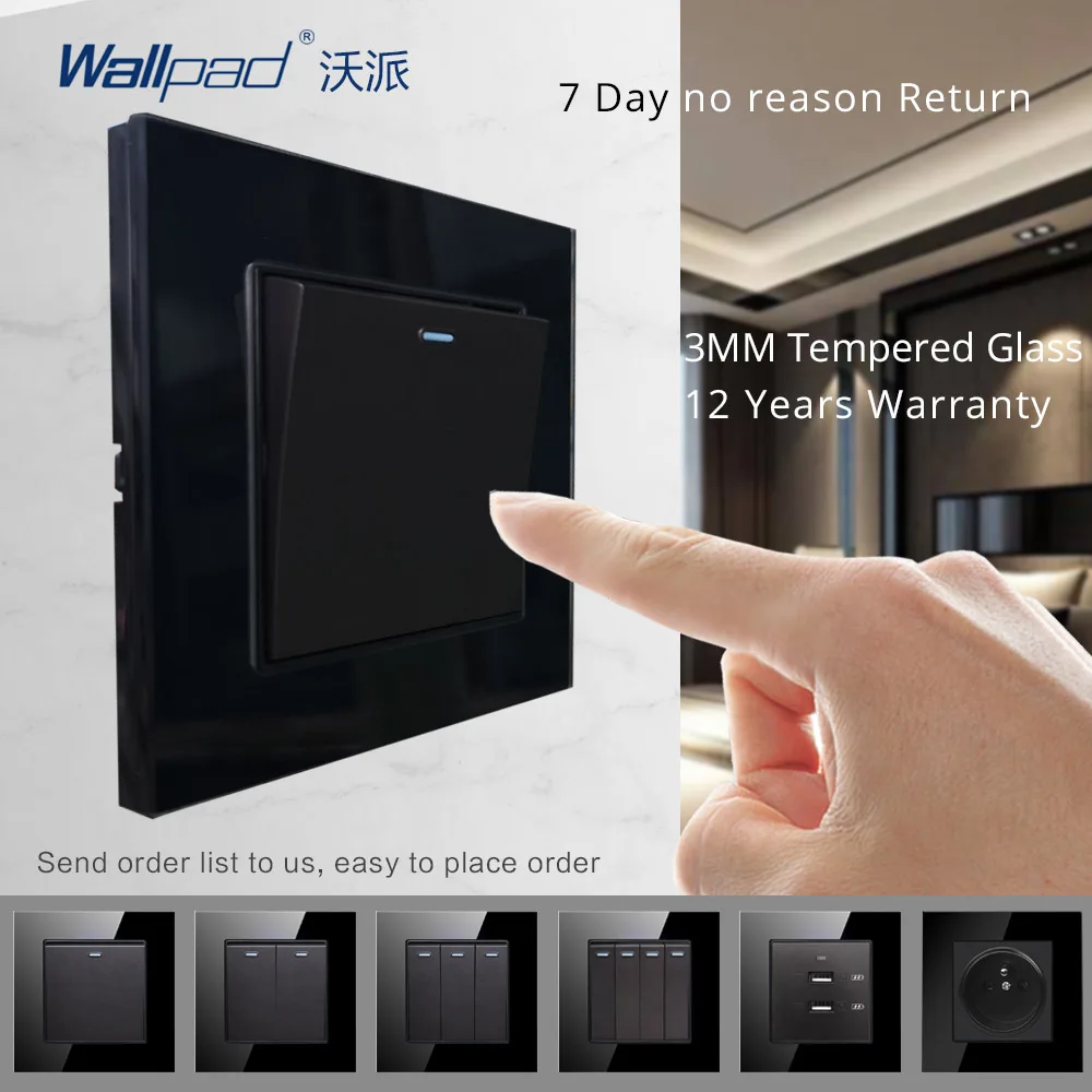 5 контактов универсальная розетка Wallpad стеклянная стандарта Великобритании 110v-250v