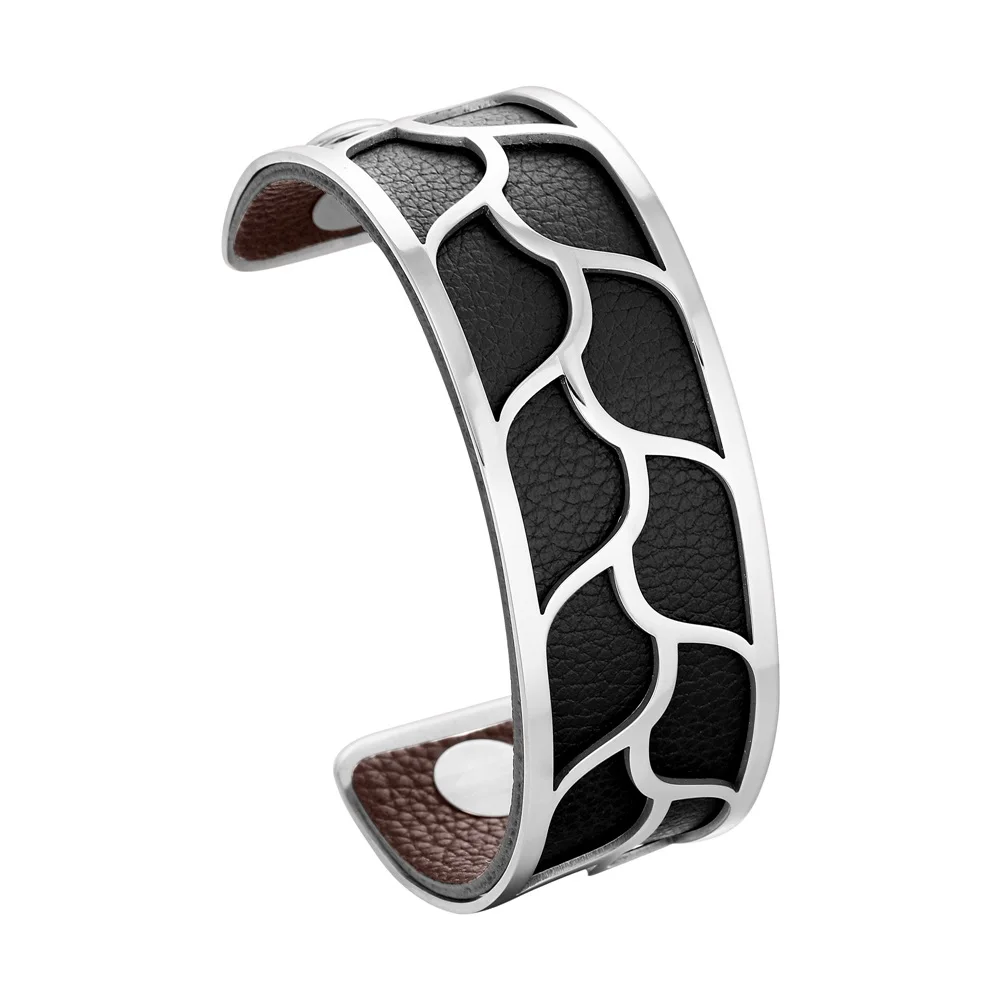 black and brown Legenstar, браслет, маншетт, жоржет, браслет, bijoux acier, неоксидный, femme, лист, pulseira, двусторонний кожаный ремешок, сделай сам, ювелирное изделие - Окраска металла: black and brown
