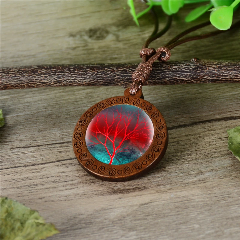 2018 Новая мода дерево стекло кабошон ожерелье подвеска с деревом жизни винтажная