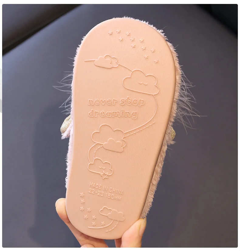 Женские Семейные домашние детские шлепанцы с единорогом из плюша искусственным