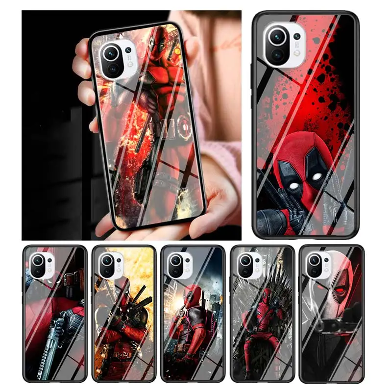 

Deadpool Hero Marvel for Xiaomi Mi 11 Ultra Lite 10T Note 10 9T Pro CC9 CC9E 5G Luxury Tempered Glass Phone Case Cover