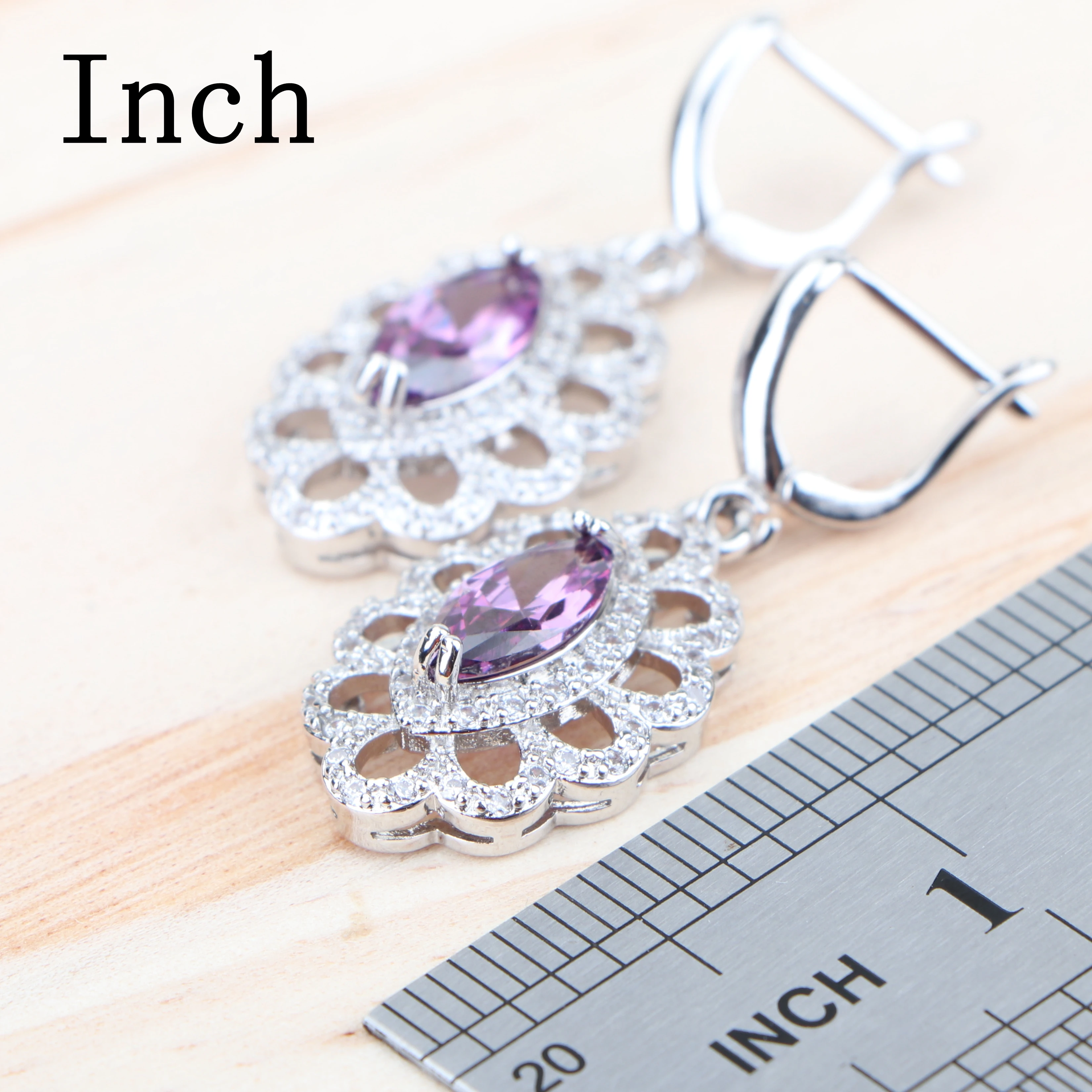 Роскошные фиолетовые циркониевые Свадебные Ювелирные наборы для женщин серебро