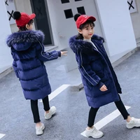 2019childrens down jacket girls mid long new korean childrens wear girls middle and big childrens winter coat