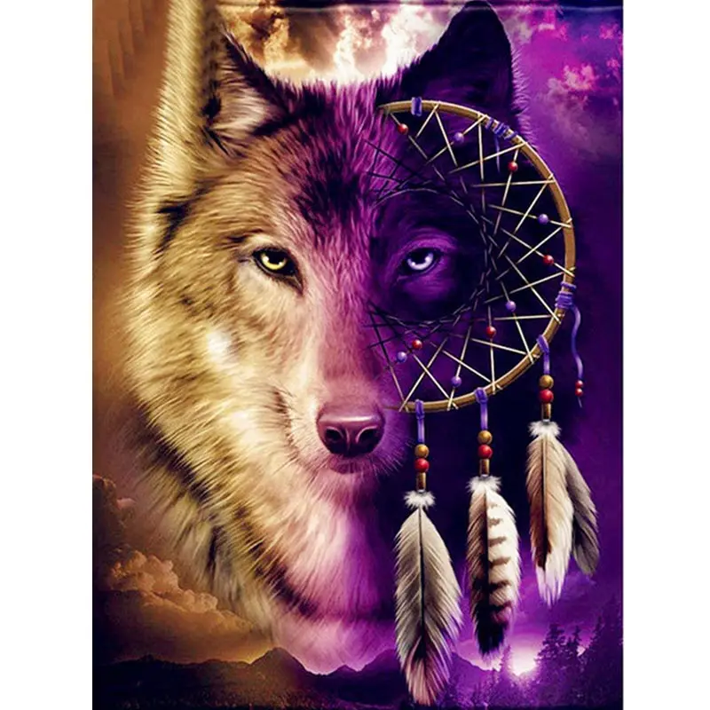 

5D DIY Diamond Embroidery Wolf Full Diamond Painting Scenery Picture of Rhinestone Mosaic Cross Stitch Home Decor Christmas gift