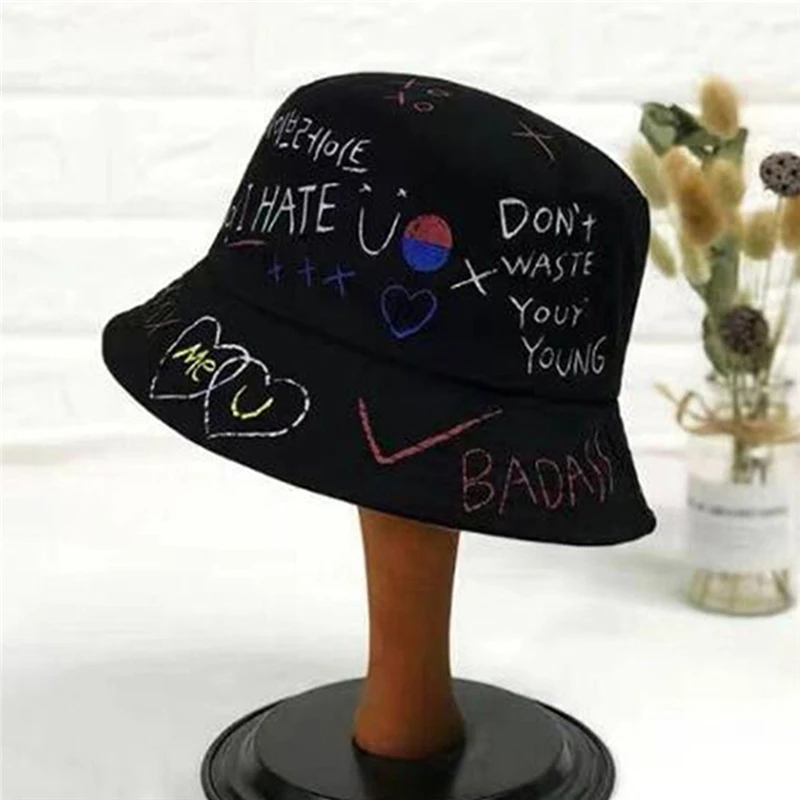 Унисекс 2020 Новая мода Корейская летняя шляпа уличная личность граффити Рыбак