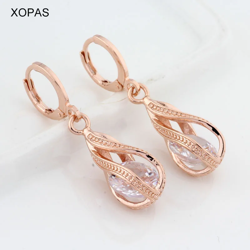 Классические 8 цветов 585 Роза капля цвета золота серьги круглый кубический