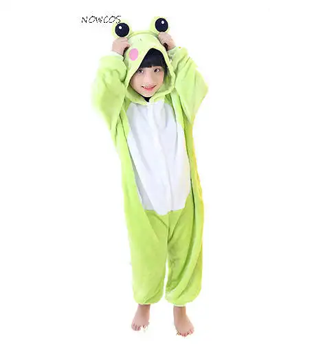 kid frog costume Для взрослых, женщин, мужчин, комбинезон, лягушка, карнавальный костюм, вечерние фланелевые флисовые пижамы на Хэллоуин, пижама для пары, зимняя теплая одежда для сна - Цвет: kid frog costume
