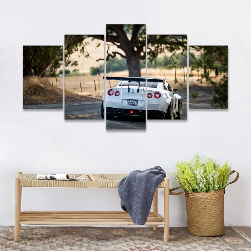 

Hyundai Japan God Car Nissan GTR Classic Sports Car 5 Pieces Wall Art Living Room Home Canvas Art Studio Decoration