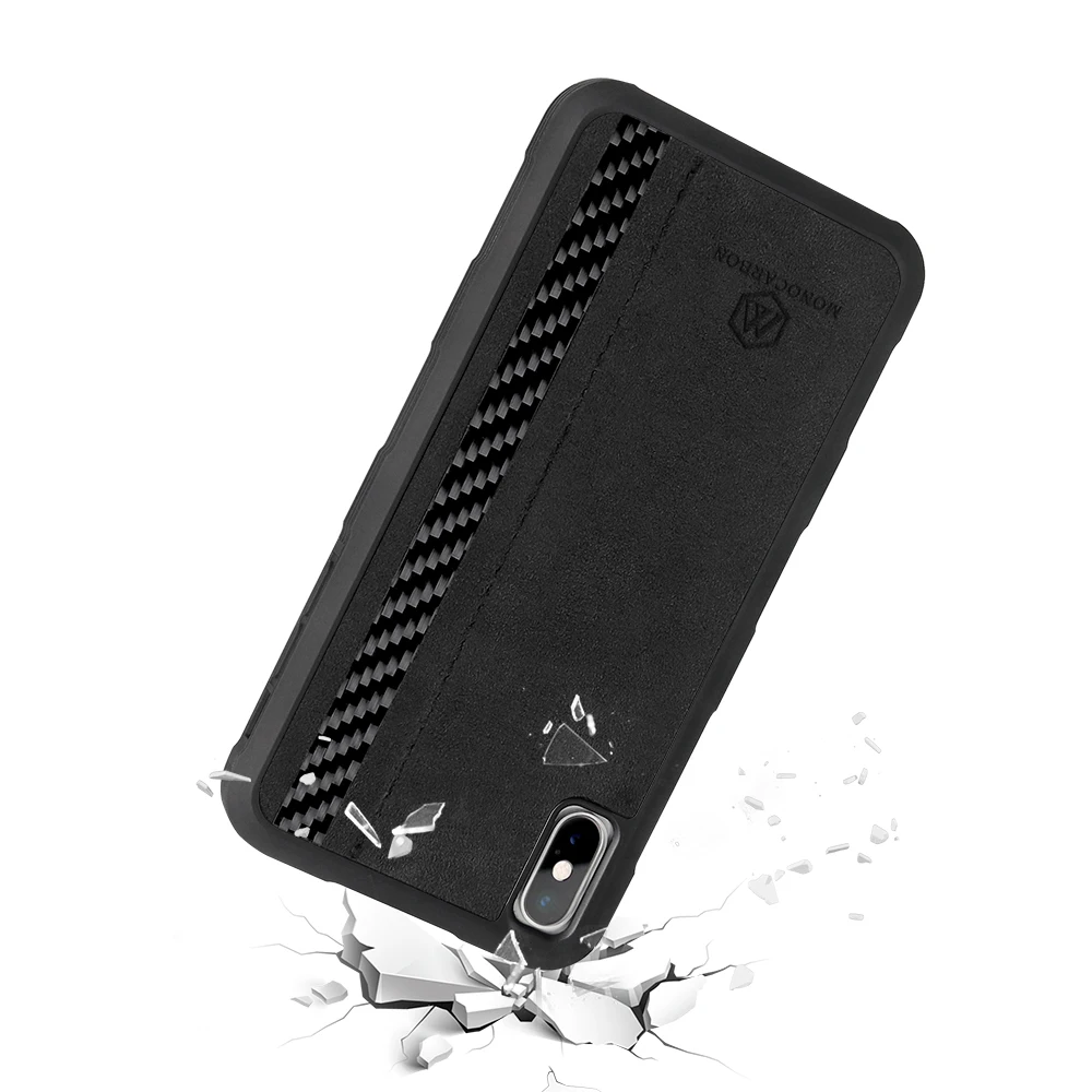 MONOCARBON углеродное волокно+ Алькантара чехол для iPhone X XS XR XS Max противоударный чехол Стиль-падение протестировано