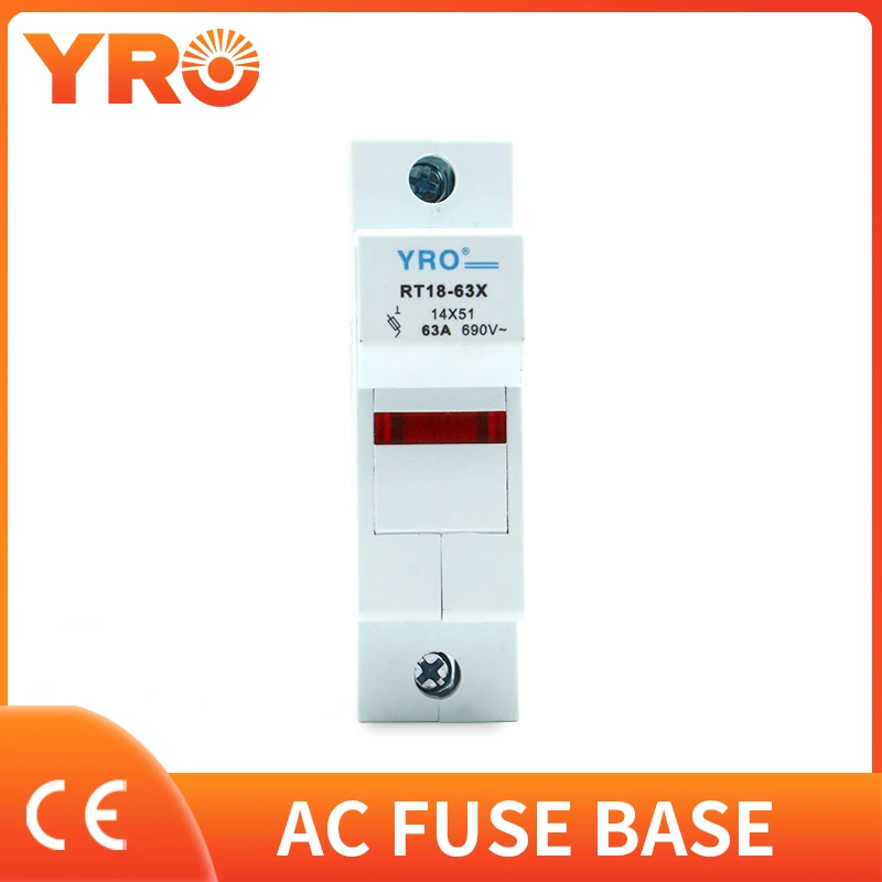 

AC 1PC 1P Fuse Base 690V 63A With LED light Matching Fuse 14x51MM R016 only Fuse Base RT18-63X