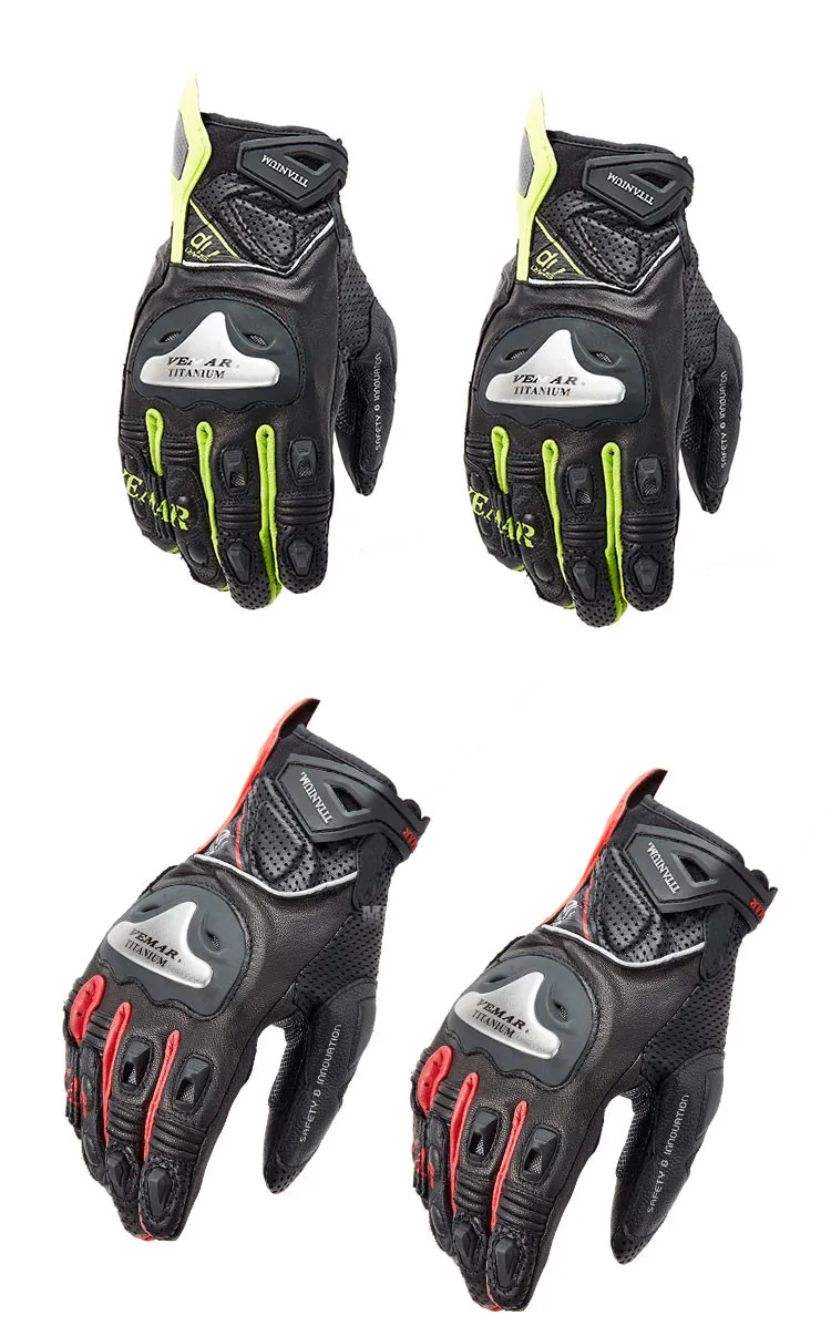 VEMAR титановые перчатки из натуральной кожи противоударные дышащие сетчатые для