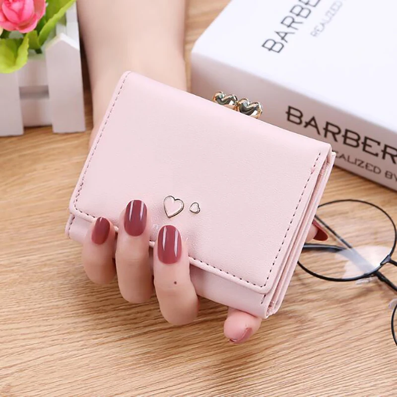 

Fashion Heart Pattern Coins Wallet Female Short Purse For Women Large Capacity Girl Wallet Luxury Design Money Bag