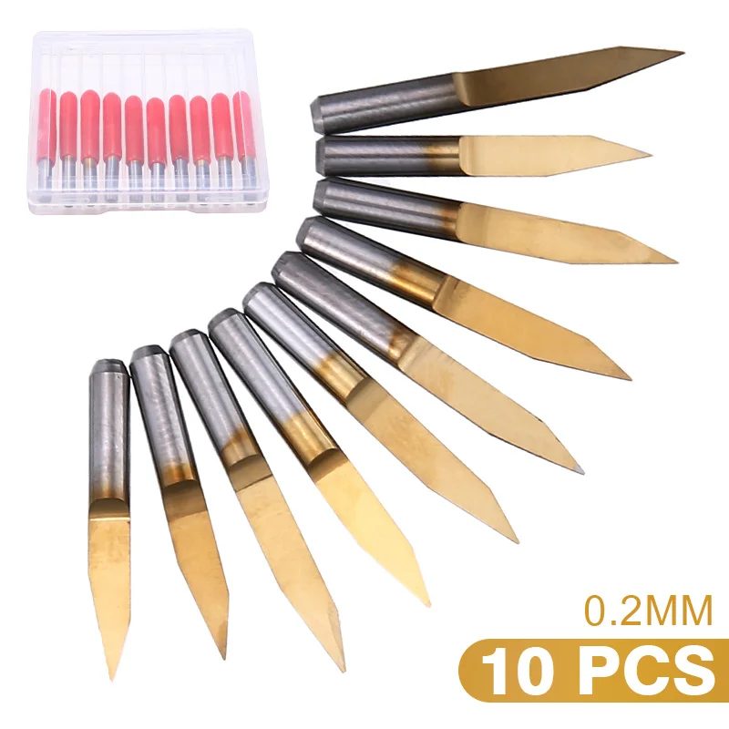 

10pcs 30 Degree Carbide PCB Engraving Bits 0.2mm Titanium Coated CNC Router Milling Cutter V-shape