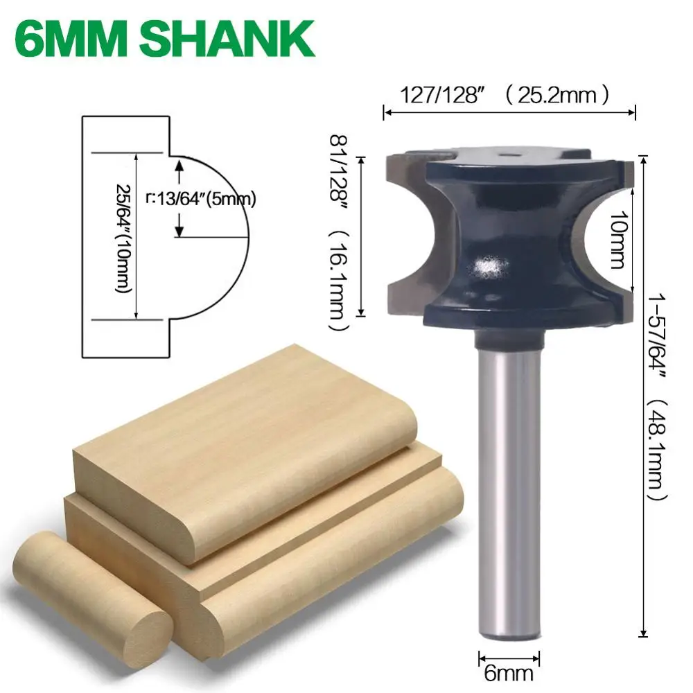 6mm shank SHERUI 1 шт. полукруглый боковой резак бит фрезы 6 мм хвостовик 1/4 дюйма хвостовик деревообрабатывающие биты 1 заказ - Длина режущей кромки: 6mm shank