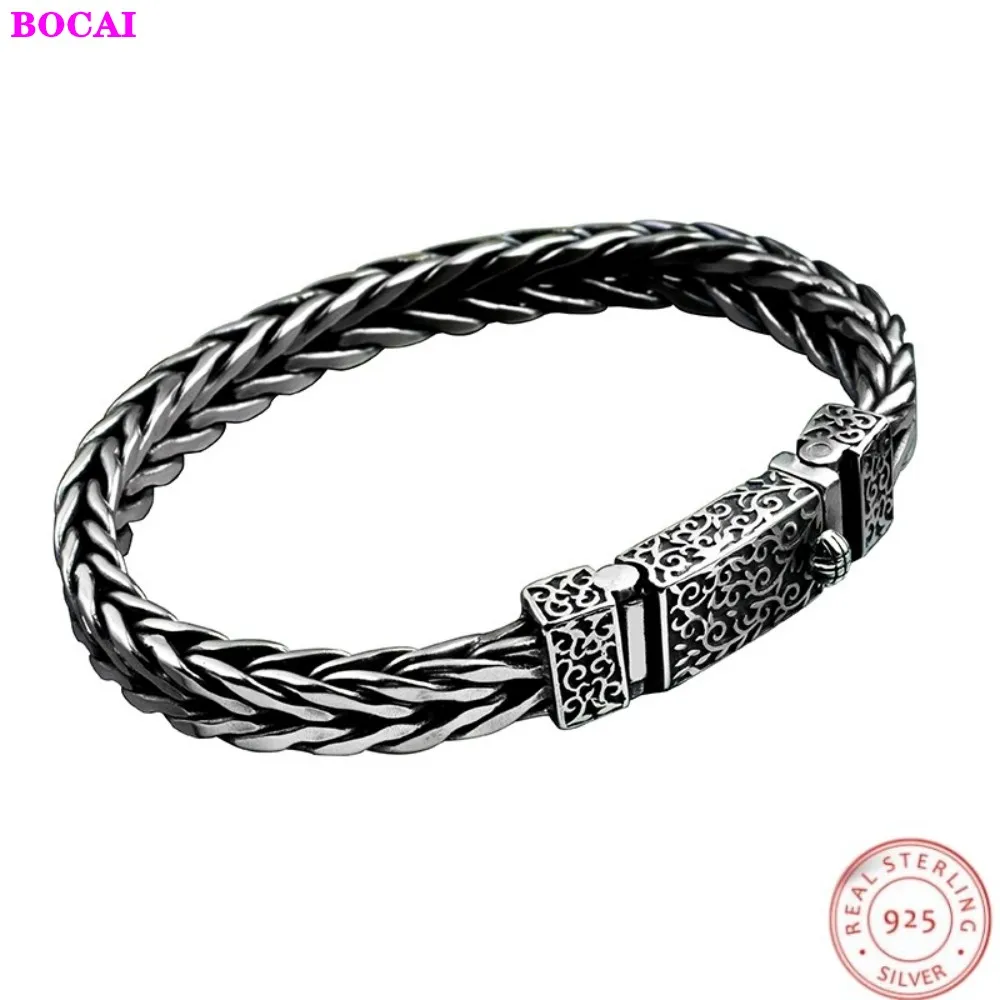 Мужской серебряный Ретро Браслет из тайского серебра S925 пробы мужской браслет