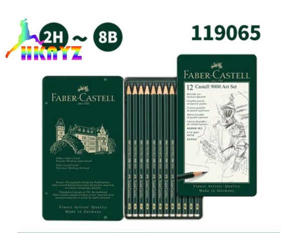 

Faber Castell 9000 Art Set Tin of 12 pieces 8B 7B 6B 5B 4B 3B 2B B HB F H 2H Pencils Professional Sketching Drawing Pencils