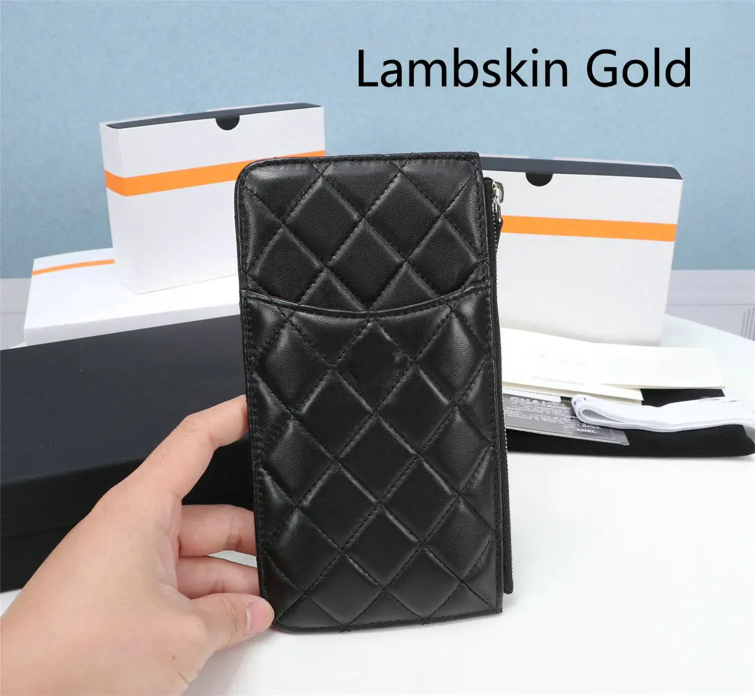 

2021 new design Luxury Women Western Style genuine leather top quality clutch wallet black card clip short purse phone case