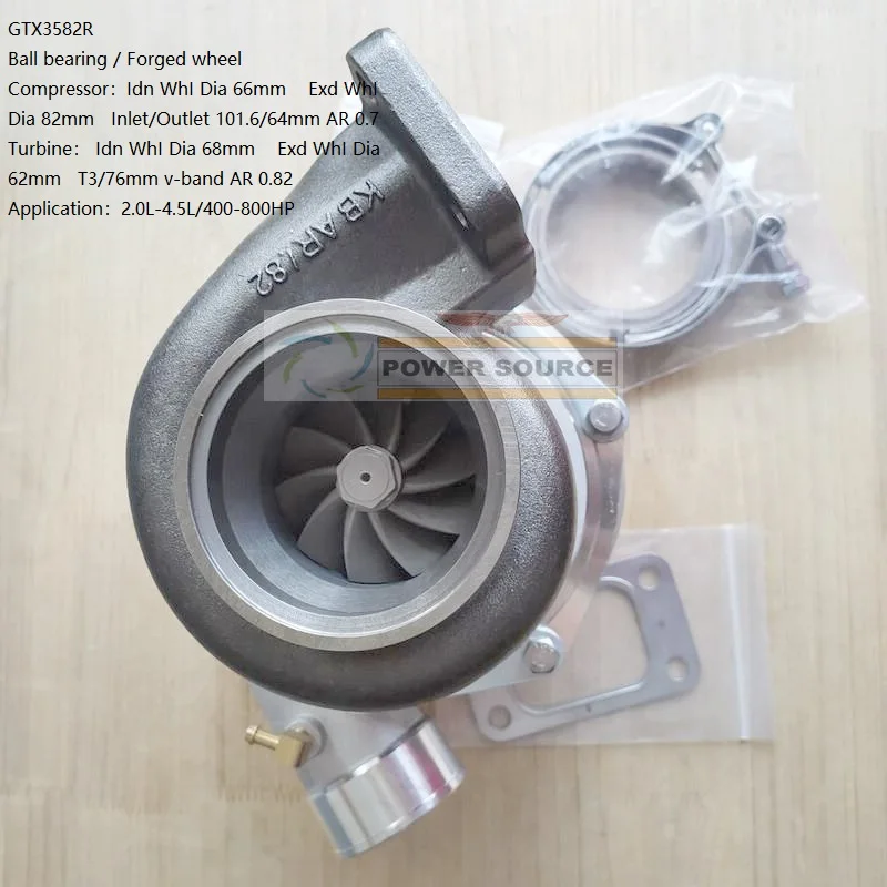 Двойной шариковый подшипник GTX3582R GT3582R турбонагнетатель 400-800 л.с. AR .82 T3 V-band |