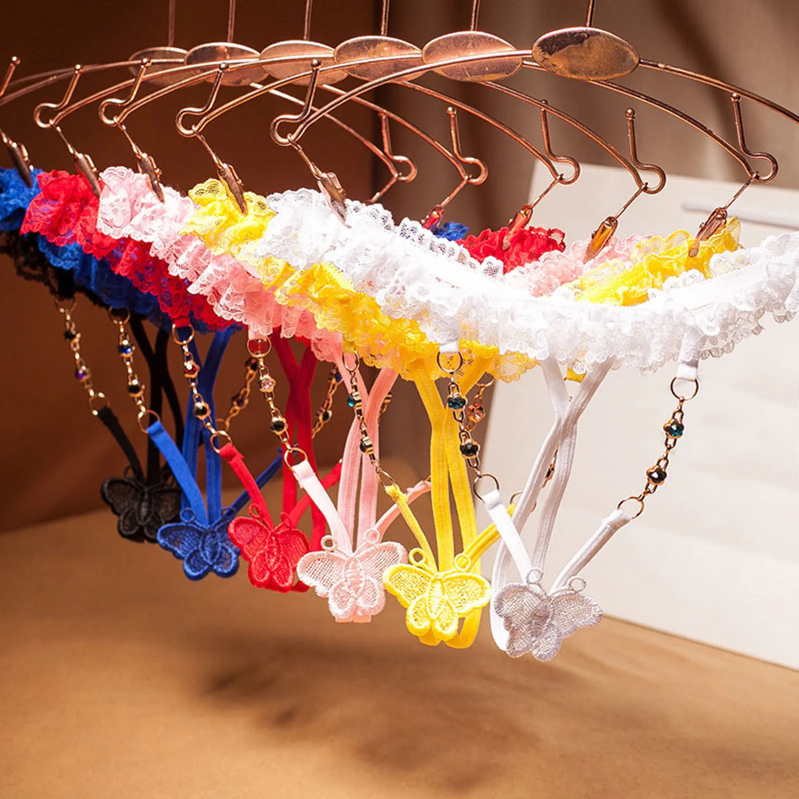 Women Lace Open Crotch Panties Sexy Bandage Bead String Crotchless Briefs Thong Female Lingerie For Transparent Underwear #W3