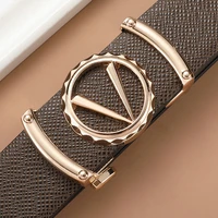 v letter casual belt for men coffee fashion designer belts boy leisure waist strap genuine leather automatic buckle waistband