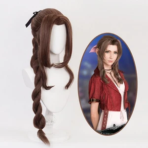 Парик для косплея гейнелл Фэнтези VII Aerith gainsborо, 100 см, косичка, женские волнистые кудрявые челки, завивка волос