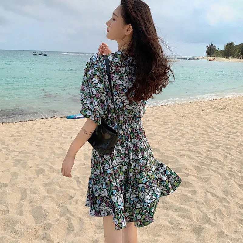 Женские платья летние пикантные Цветочный принт в стиле Бохо пляжные Стиль