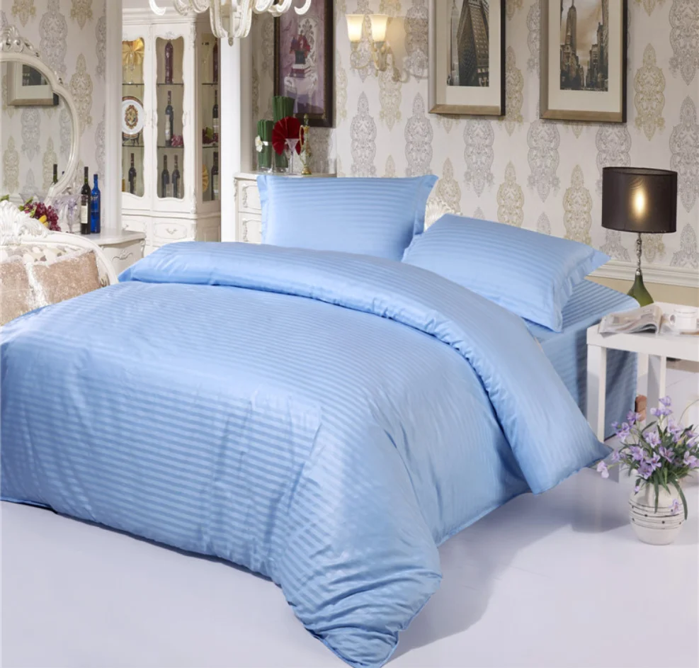 1 см полоса небесно голубого цвета Постельное белье Домашний текстиль Queen King